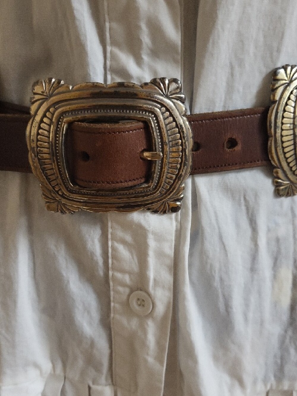AUTHENTIC Vtg. Lady Nadim Leather Western Concho Belt, Small - Picture 5 of 12